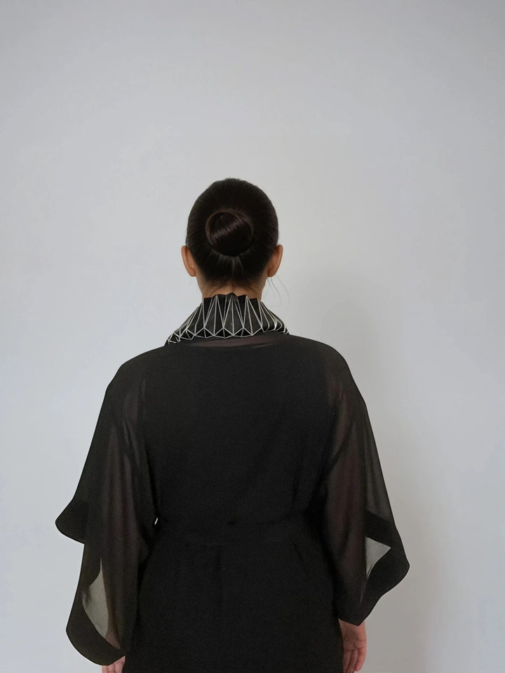 Black Kimono Jacket with Origami Collar