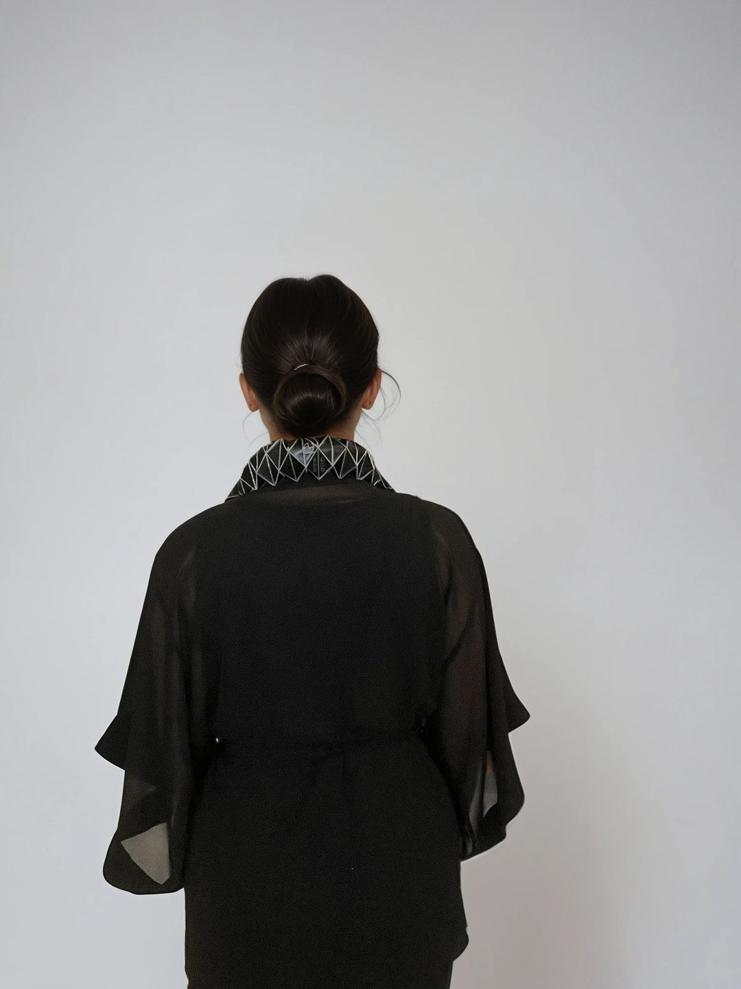 Black Kimono Jacket with Origami Collar