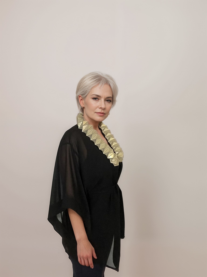 Black Kimono Jacket with Origami Collar