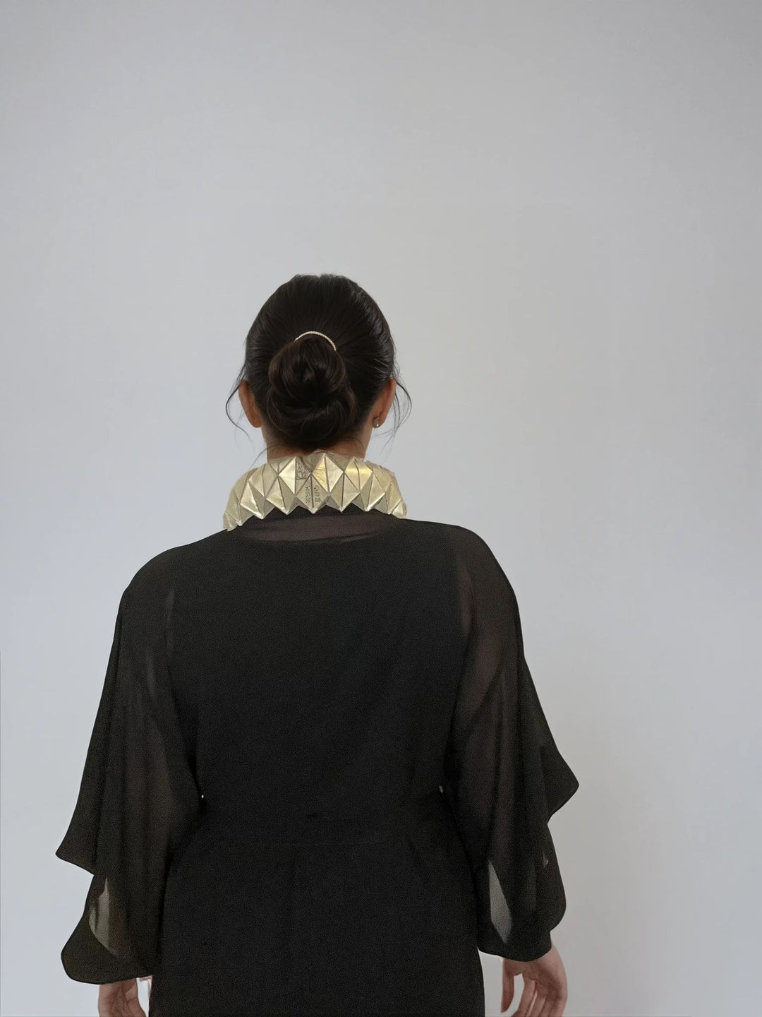 Black Kimono Jacket with Origami Collar