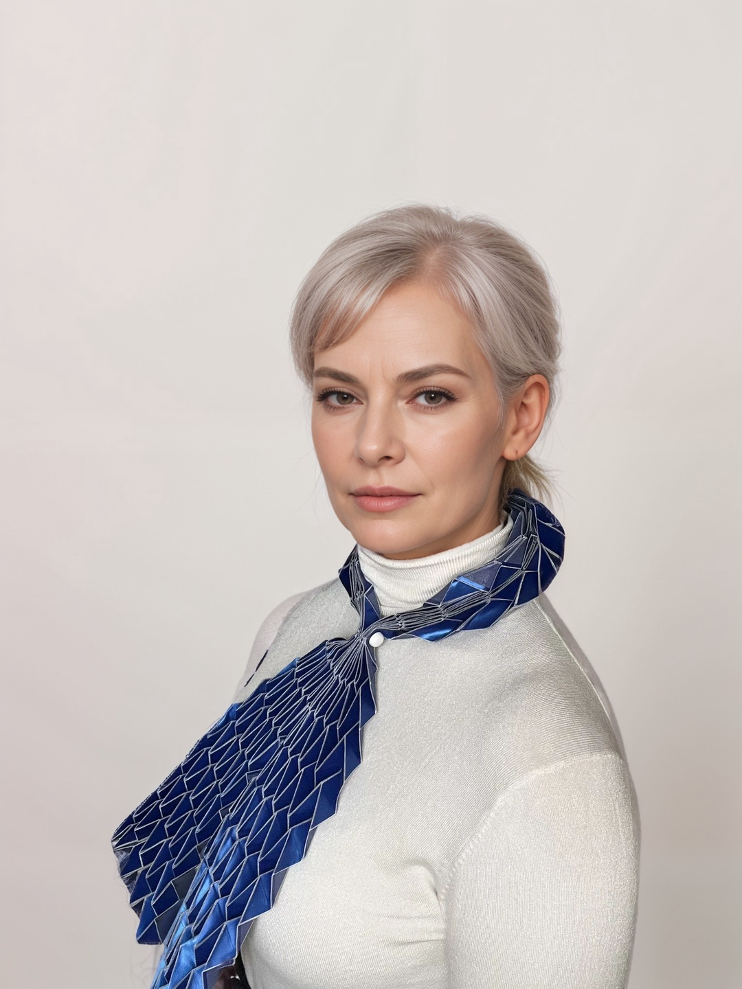 Long White Origami Scarf