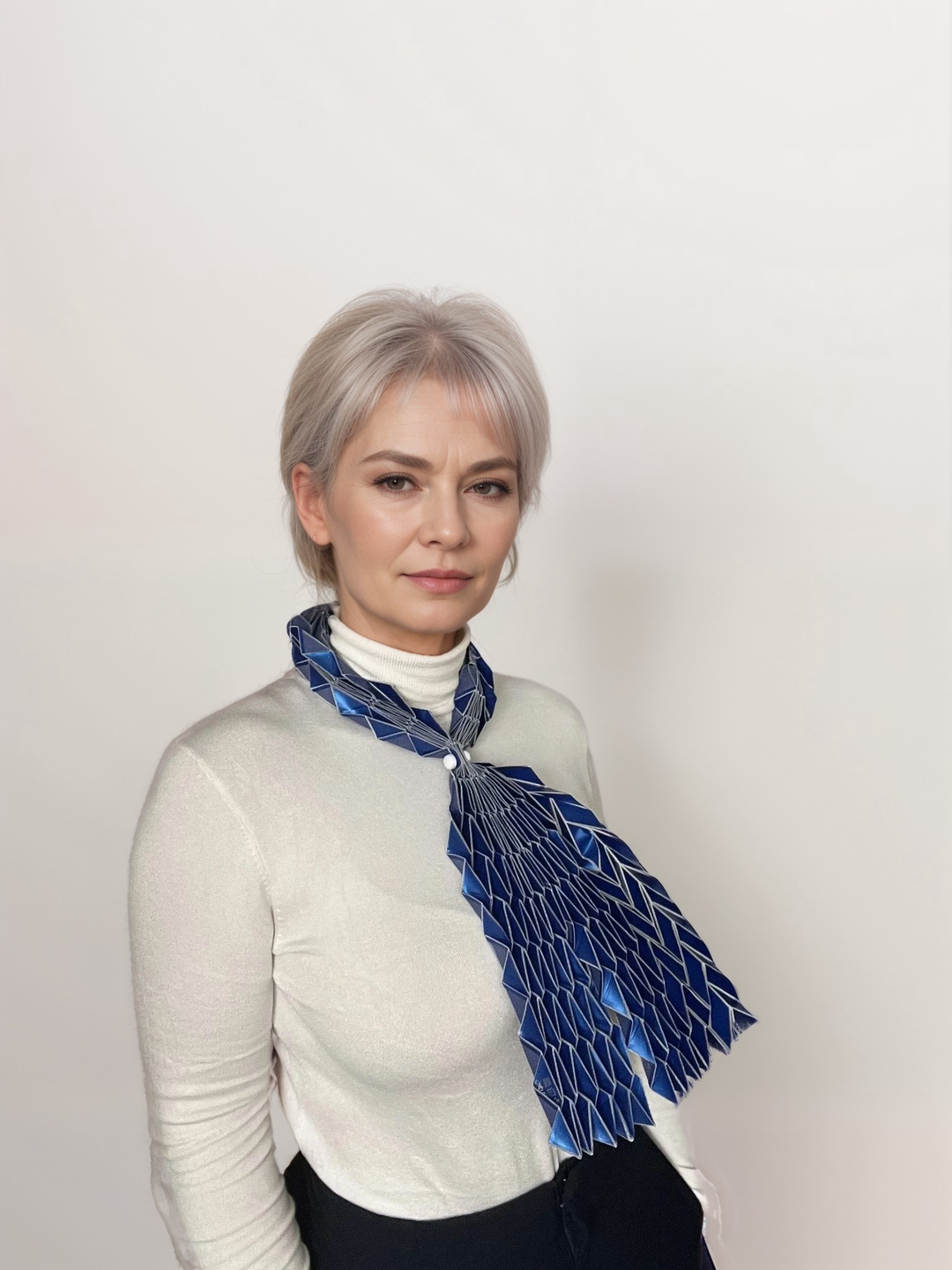 Long White Origami Scarf