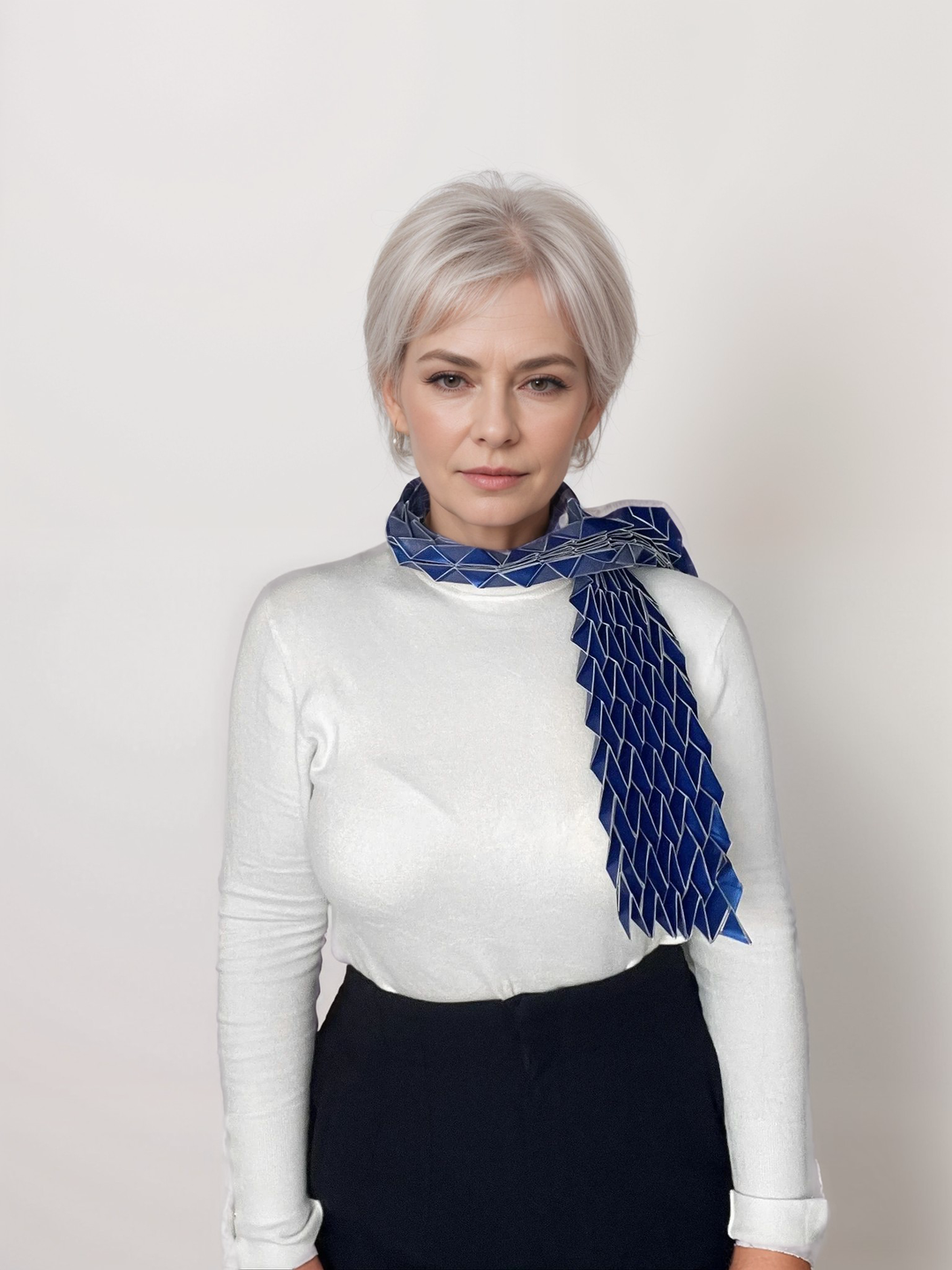 Long White Origami Scarf