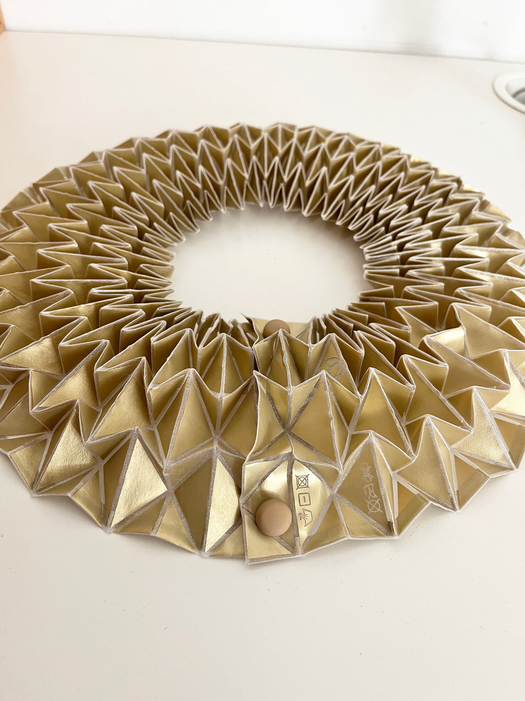 Gold Origami Handcrafted Statement Textile Necklace