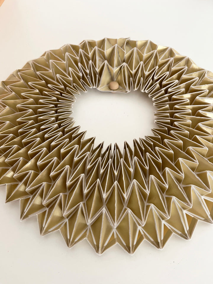 Gold Origami Handcrafted Statement Textile Necklace