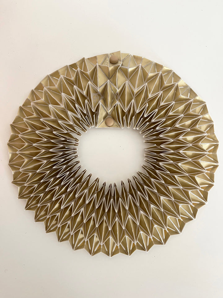 Gold Origami Handcrafted Statement Textile Necklace