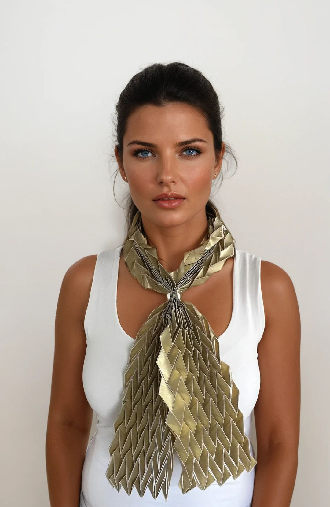 Long Gold Origami Scarf