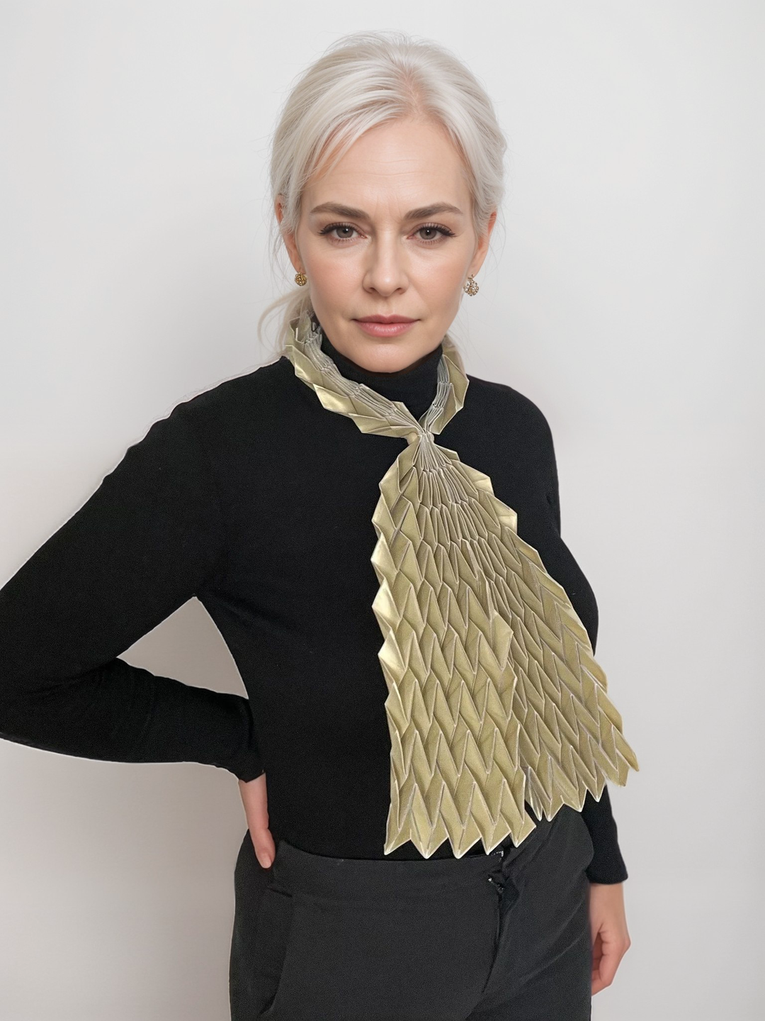 Long White Origami Scarf