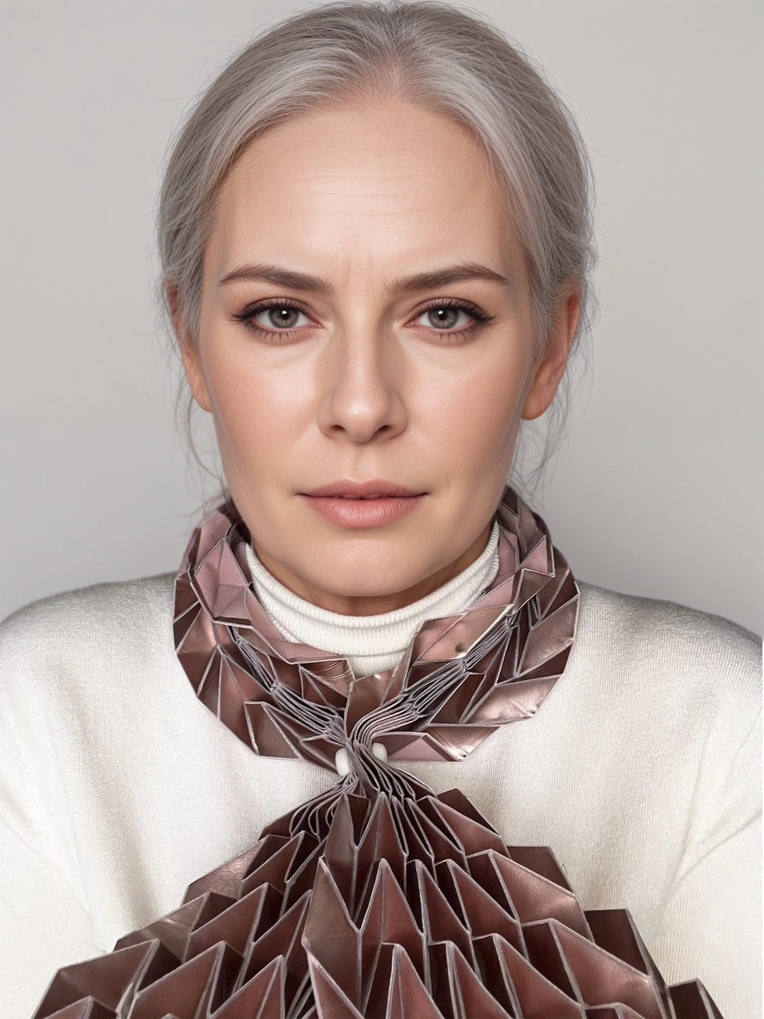 Long White Origami Scarf