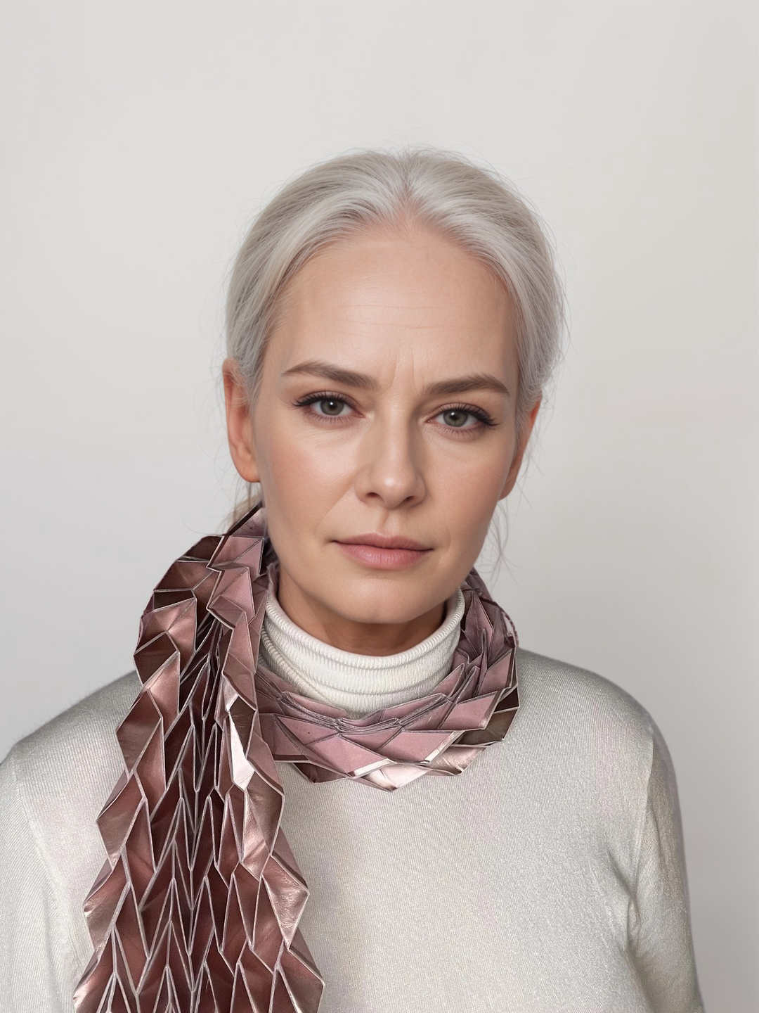 Long White Origami Scarf