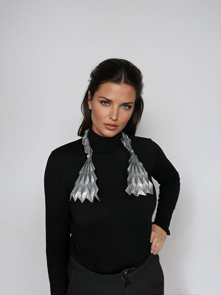 Long White Origami Scarf