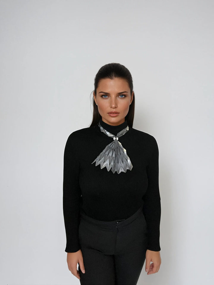 Long White Origami Scarf