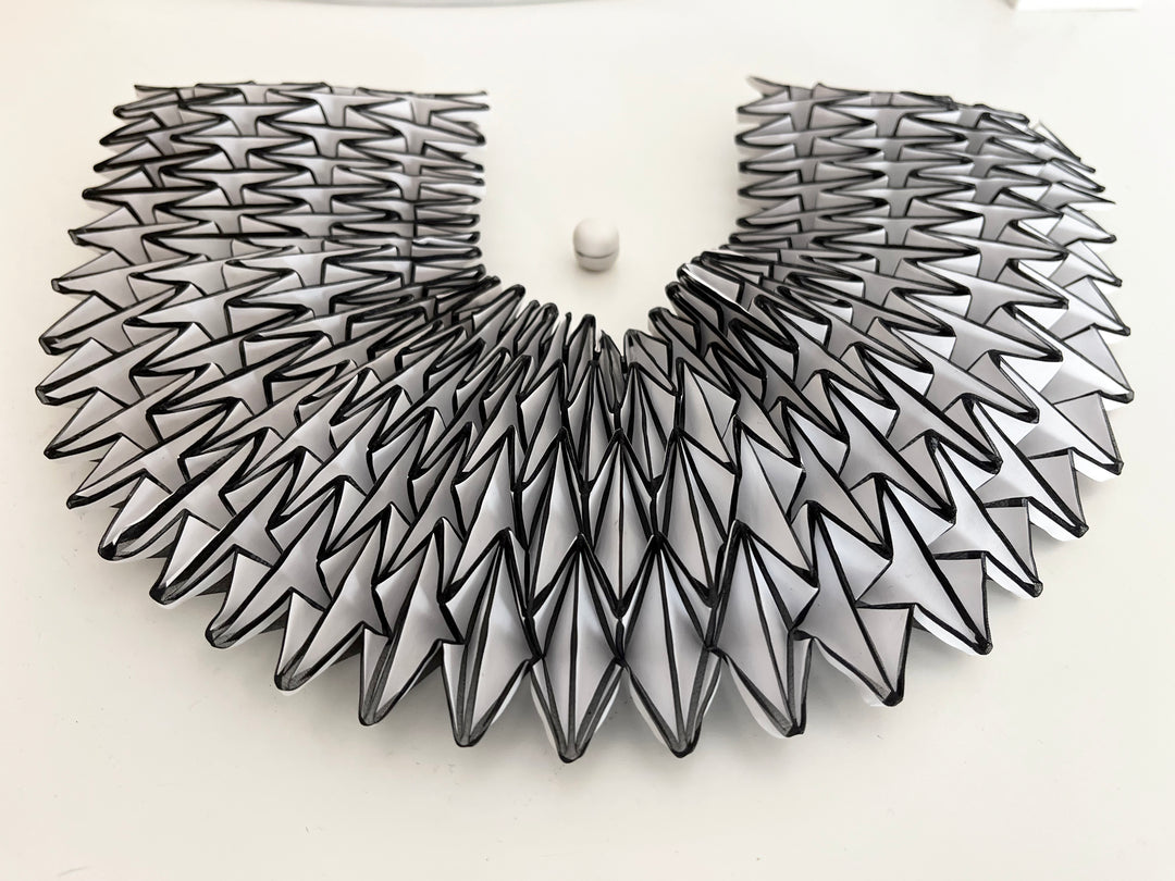 Origami Statement Necklace- Handcrafted Textile Necklace Black and White 