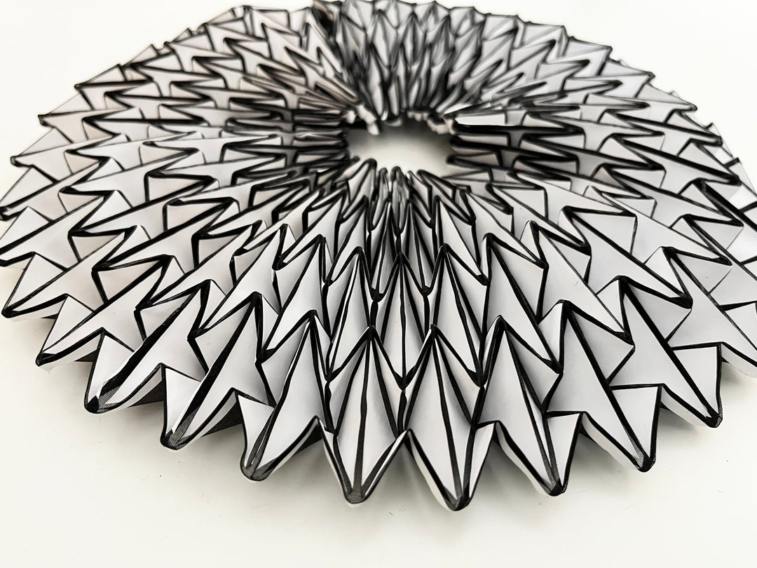 Origami Statement Necklace- Handcrafted Textile Necklace Black and White 