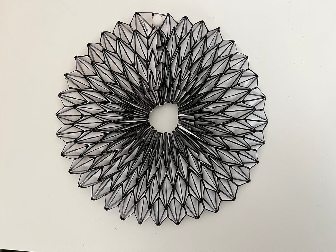 Origami Statement Necklace- Handcrafted Textile Necklace Black and White 
