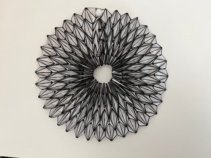 Origami Statement Necklace- Handcrafted Textile Necklace Black and White 