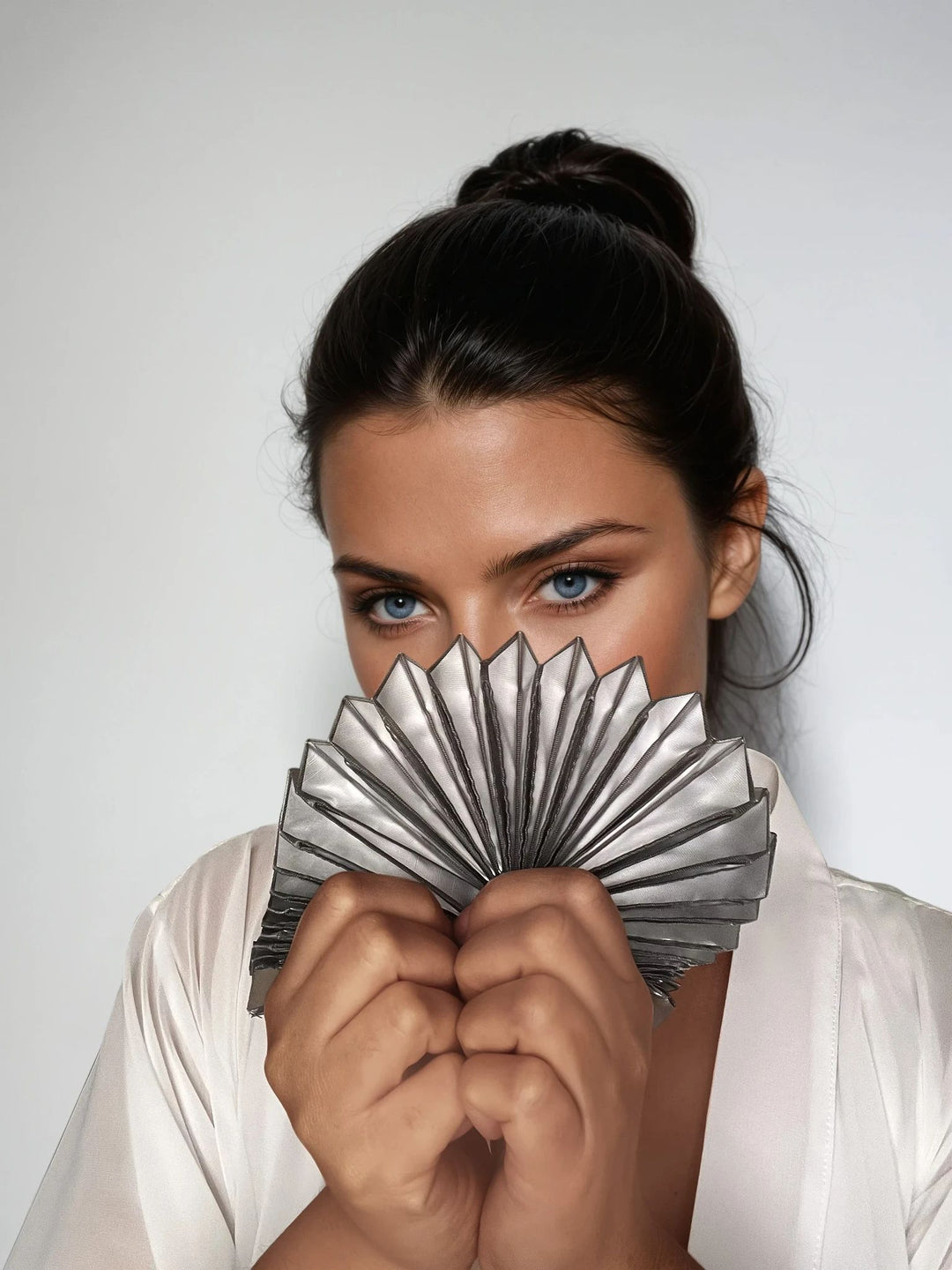 White Kimono Jacket with Origami Collar