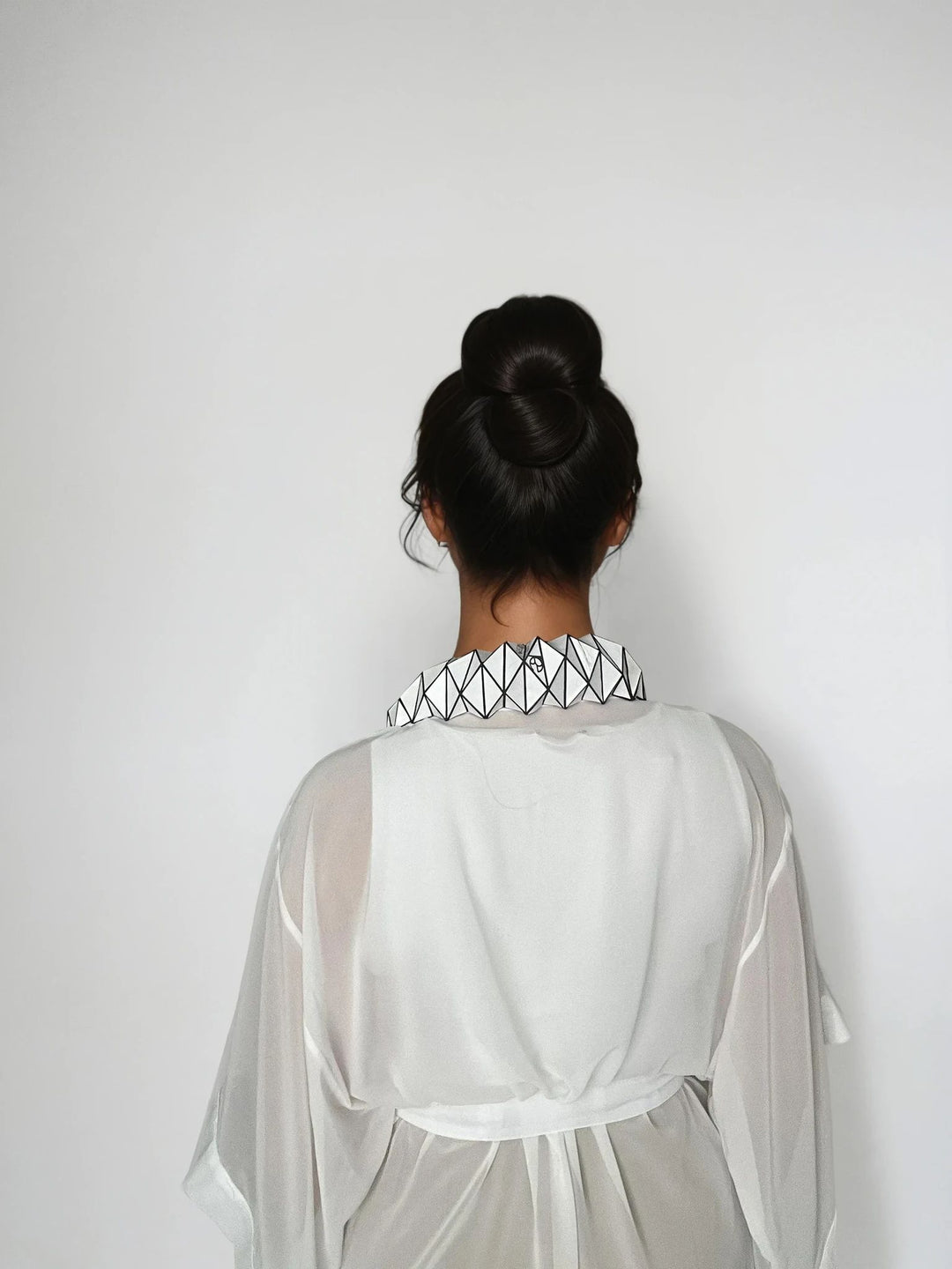 White Kimono Jacket with Origami Collar