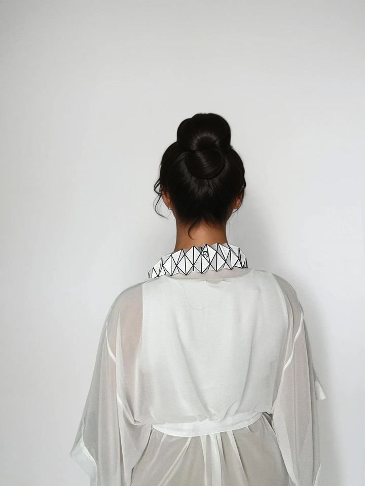 White Kimono Jacket with Origami Collar